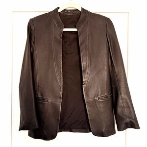 Theory Leather Jacket Black Size - 0 - Excellent Condition